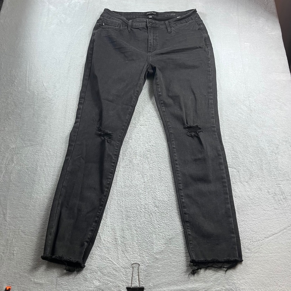 Judy Blue Slim Fit Distressed Black Jeans Raw Hem Size 13/31 JB88137